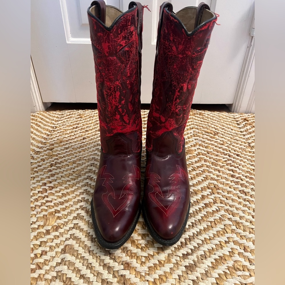 Vintage Texas Red Leather Cowboy Boots
